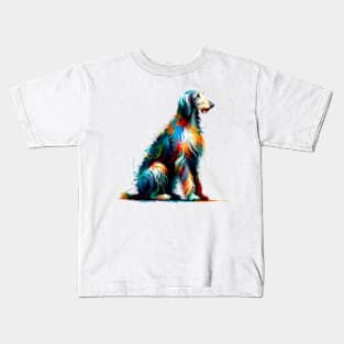 Elegant Scottish Deerhound in Vivid Splash Art Kids T-Shirt